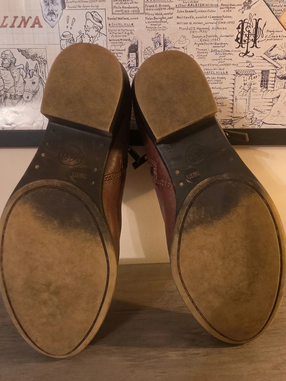 Lucky Brand Two-Tone Brown Leather Ankle Booties with Side Zip